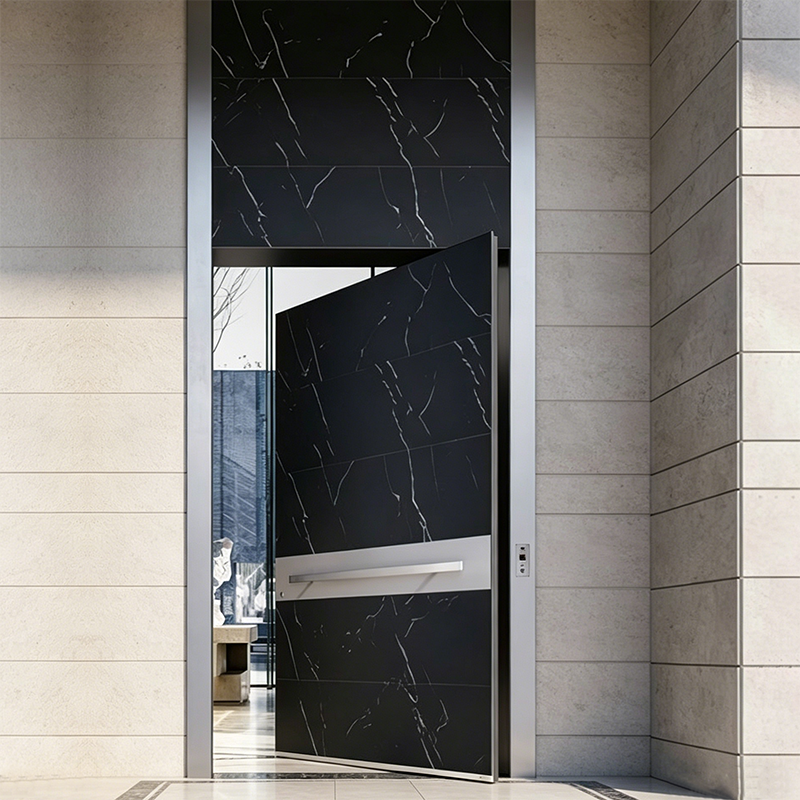 Elegant Aluminum Security Pivot Door with Elegant Glass Design for Front Entry Living Room Exterior &amp; Hotel/Villa Use