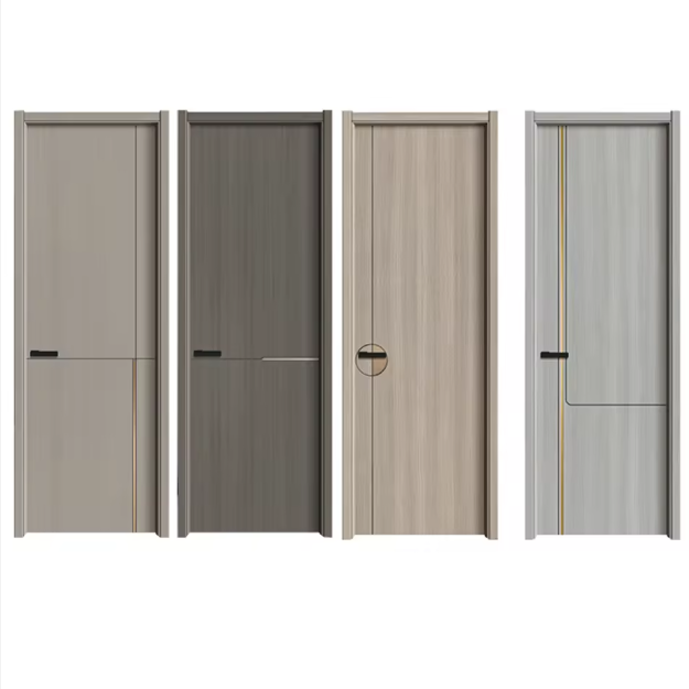 White Veneer PVC WPC Waterproof Modern Finished Interior Wooden Door for Living Room Kitchen Bedroom Bathroom Hotel Villa