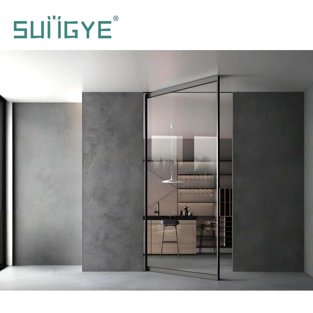 SUNGYE European Style Aluminium Pivot Door Large Double Tempered Insulation Glass Modern Entrance Doors for Luxury Villa