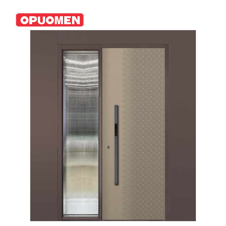 OPUOMEN Modern Armored Aluminum Pivot Exterior Security Entry Doors with Fire Prevention for Villa &amp; Bedroom (Customized Size)