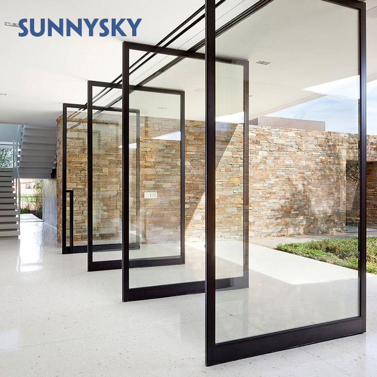 Modern Large Front Main Entrance Single Exterior Entry Aluminium Pivot Front Doors Details 3