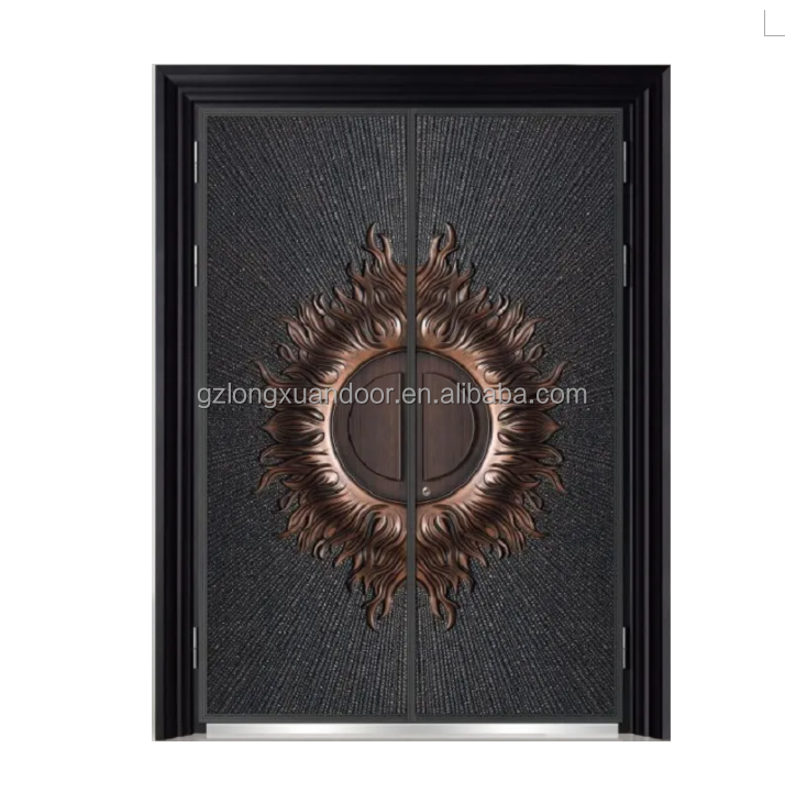 2025 Outdoor Security Door Copper Bulletproof Steel Plate Front for Villas Exterior Entry Door with Finished Surface