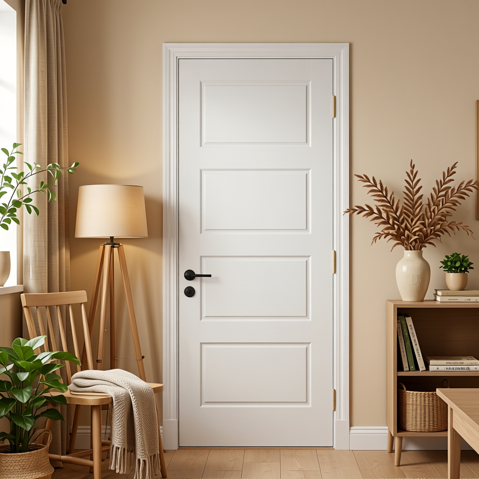 Minimalist Waterproof Painted Finished Solid Wood Interior Bedroom Door Wooden Door Models