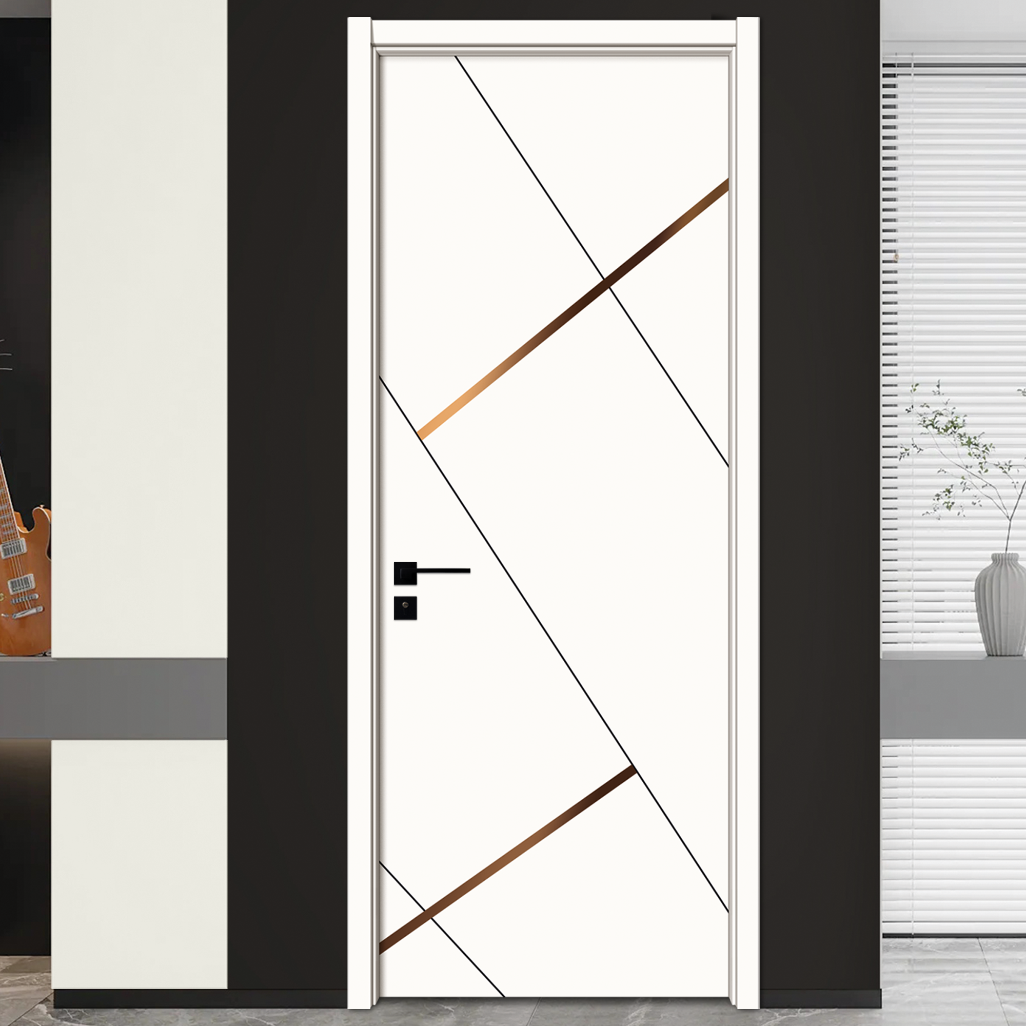 Luxury Solid Wood Interior Fire Proof Door With Door Frame For Hotel Bedroom Sound Insulation Wooden Door