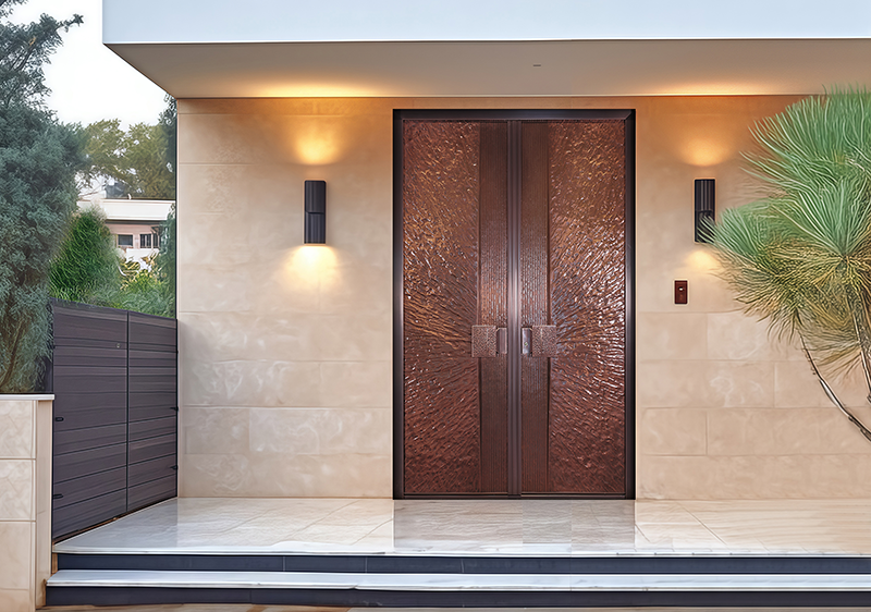 Durable Three-dimensional Carving Art Copper Door High End Safe Cast Aluminum Gates Residential Exterior Pivot Entrance Door