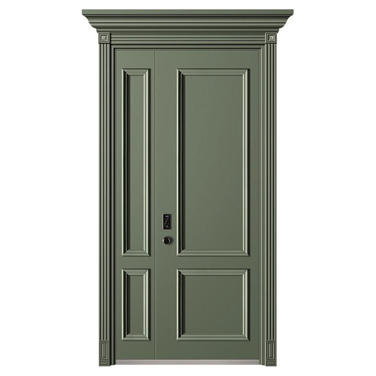 New Design Modern Security Steel Door Frame Fire Prevention Bulletproof Grey Finished Exterior Entrance Puertas De Exterior Door