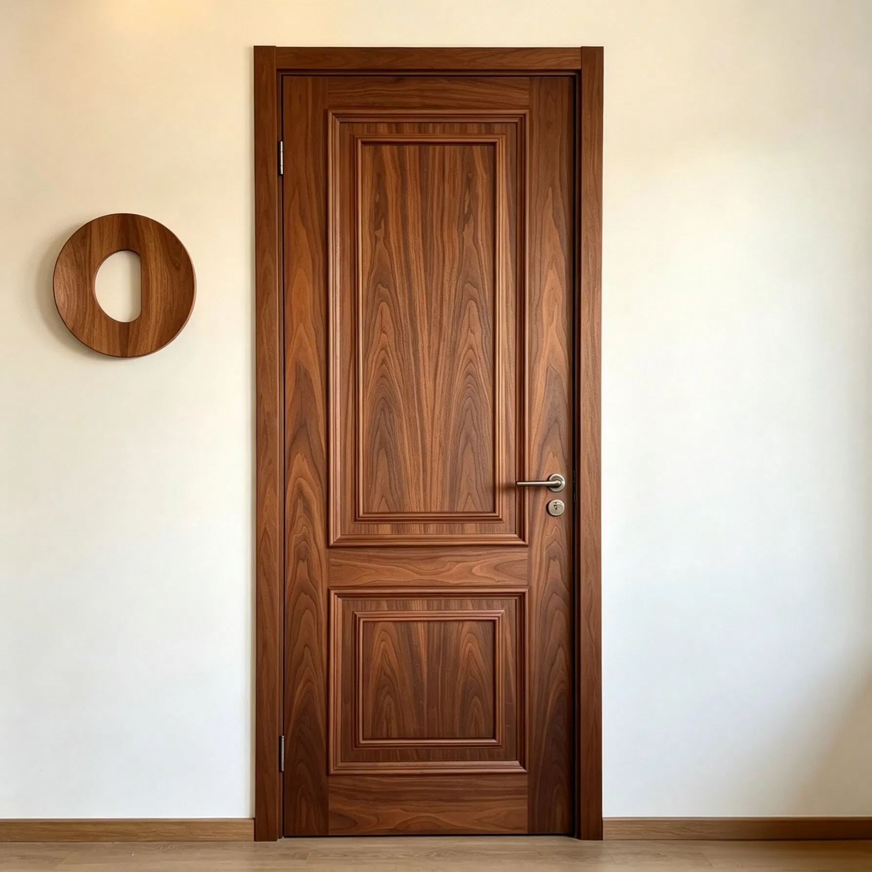 Soundproof Waterproof Wooden Entrance House Villa Apartment Solid Wood Room Internal Security WPC PVC Interior Room Walnut Red Oak Teak Cherry Veneer Entry Door