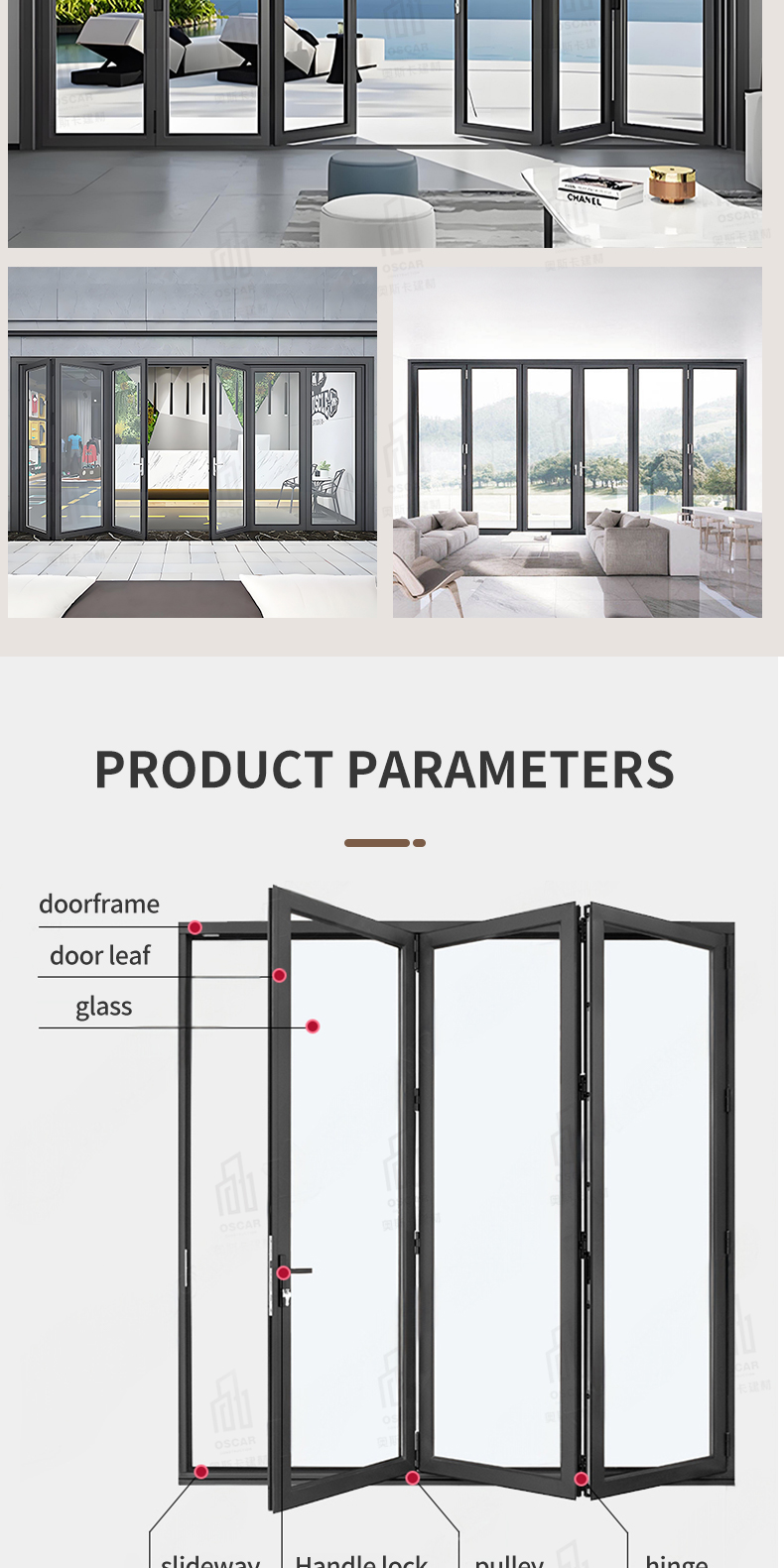 Folding door for restaurant