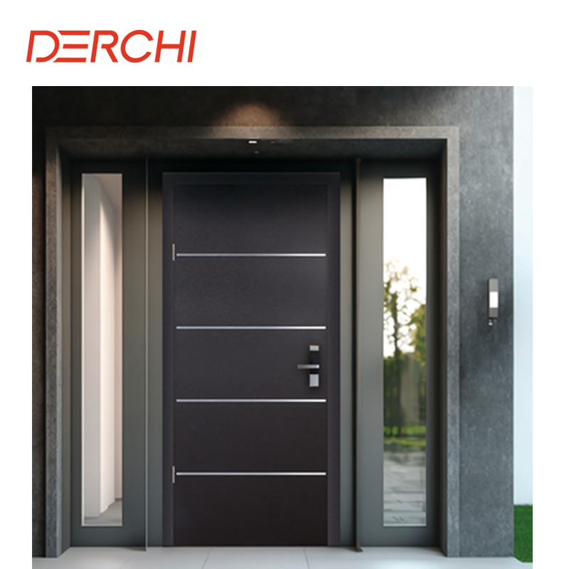 DERCHI USA Luxury Design Metal Entrance Door Exterior Security Front Pivot Door Entry Black Aluminum Stainless Steel Pivot Door
