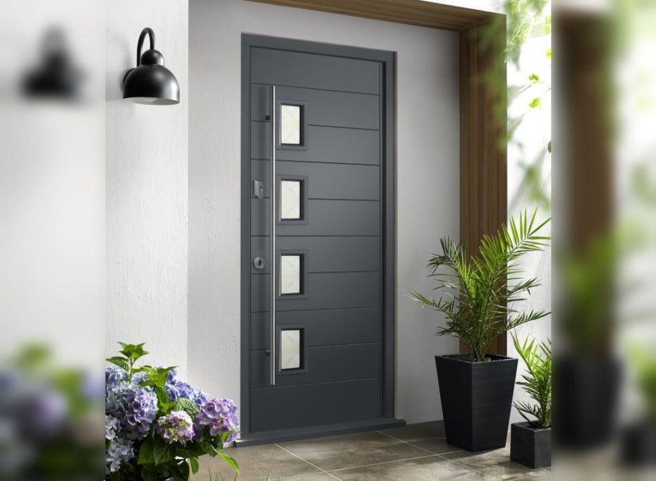 Customized Aluminium Front Entry Door Smart Face Recognition Exterior Pivot Door Anti-Theft Heat Insulation Waterproof Villa