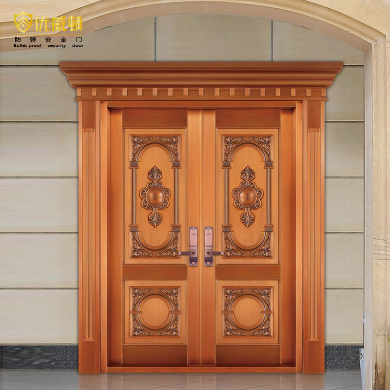 Modern Luxury Style Copper Door for Luxury Villas Handmade with Main Front Security Bulletproof Entrance Finished Surface