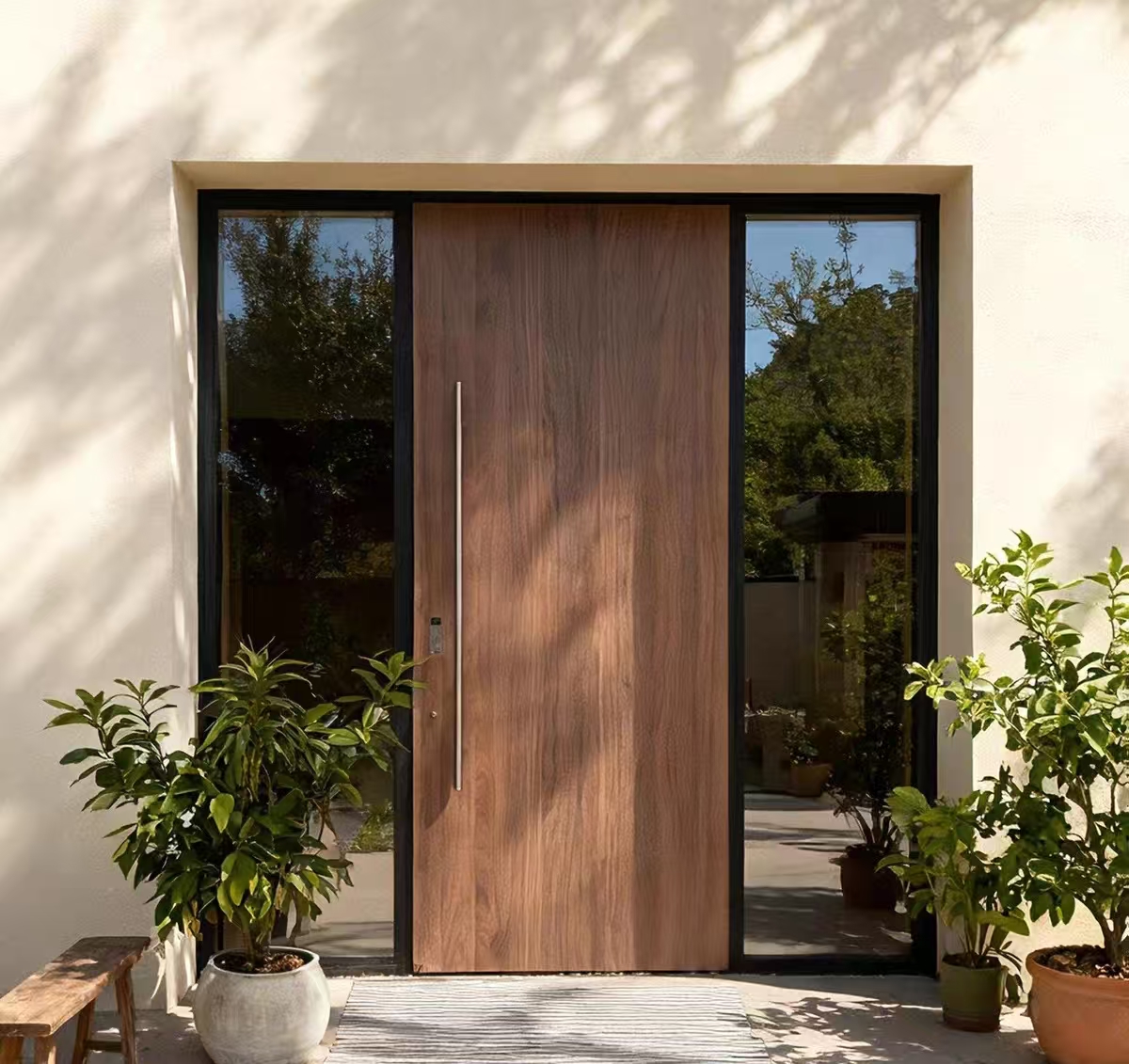 Heavy-Duty Aluminum Armored Security Entrance Door for Villas/Apartments Modern Anti-theft Outdoor Exterior Door Smart