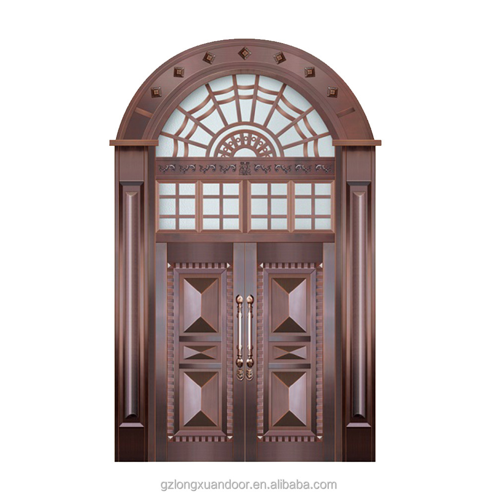 2025 Outdoor Security Door Copper Bulletproof Steel Plate Front for Villas Exterior Entry Door with Finished Surface