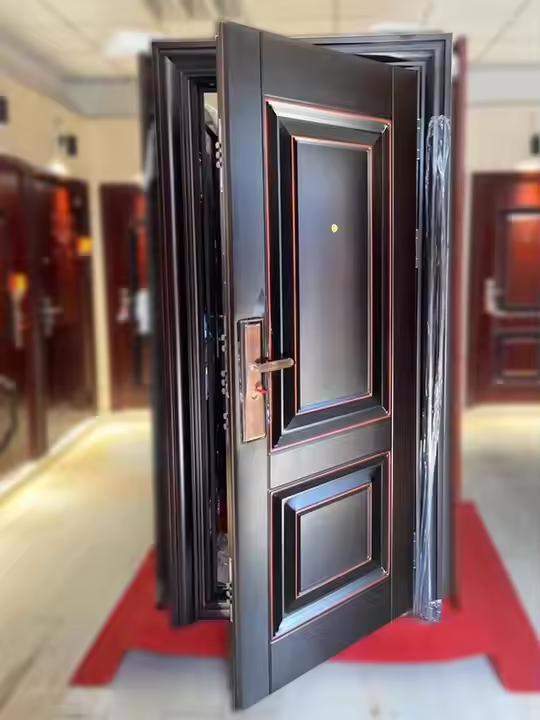 Stainless Steel Thickened Armored Modern Anti-Theft Entry School Outdoor Security Door with Simulated Copper Finish