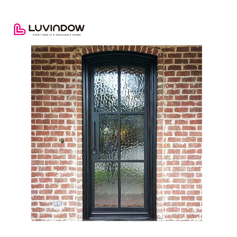 Shandong Supplier Price Of French Exterior Double Glass Metal Security Steel Wrought Iron Double Front Entry Doors