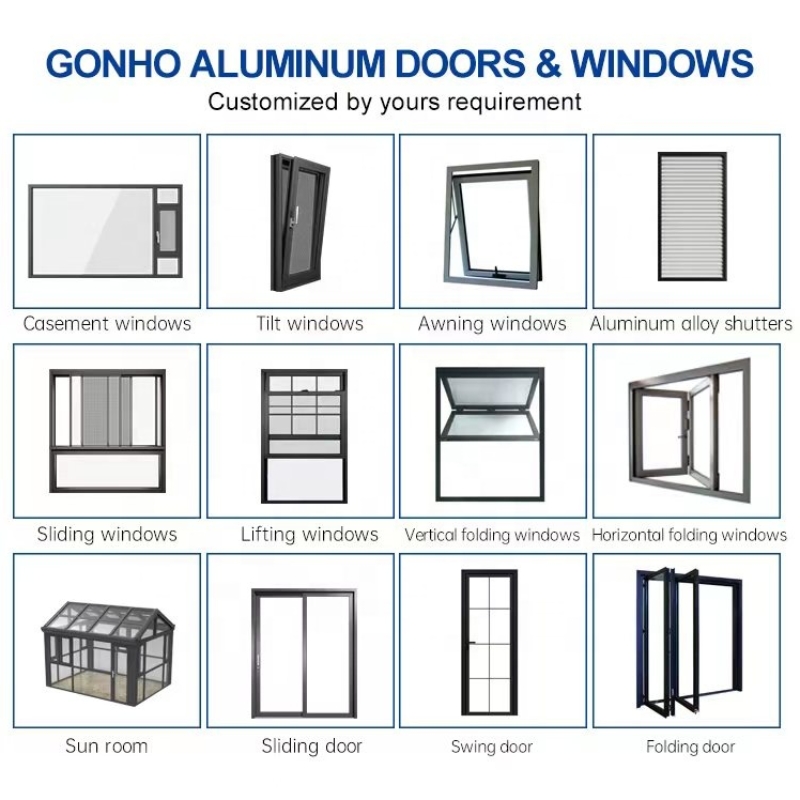 Modern Home Main Entrance Security Entry Front Doors Aluminum Patio Bi-Folding Metallic Aluminum Glass Pivot Door Foldable