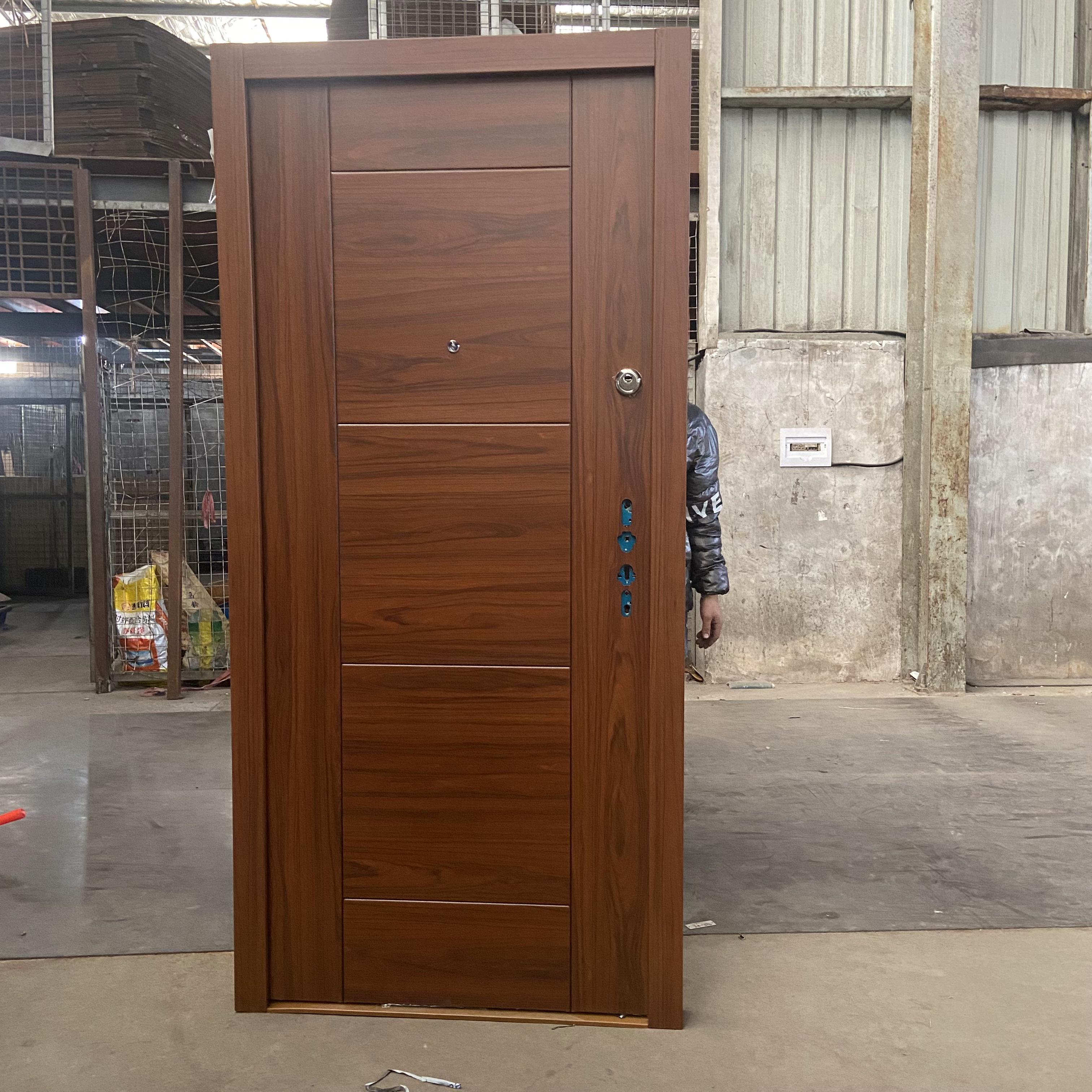Modern Simple Design Steel Bulletproof Security Entrance New Style Front Entry Doors China Manufacturer Finished for Garden Use