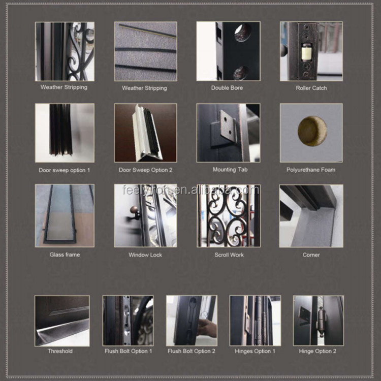 Scroll Iron 2025 Modern Entry Interior Exterior Main Front Wrought Iron Single Security Metal Glass Entrance Steel Pivot Door