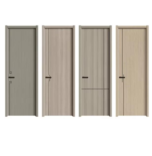 White Veneer PVC WPC Waterproof Modern Finished Interior Wooden Door for Living Room Kitchen Bedroom Bathroom Hotel Villa