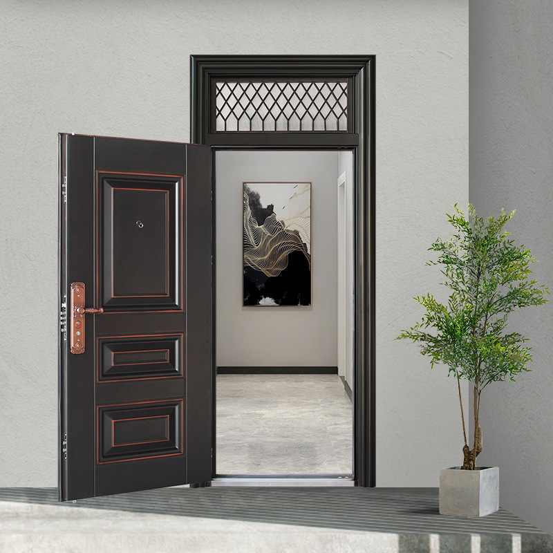 Engineering Zinc Alloy Steel Thickened Armored First Class Main Gate Simulated Copper Sun protection Outdoor Security Door