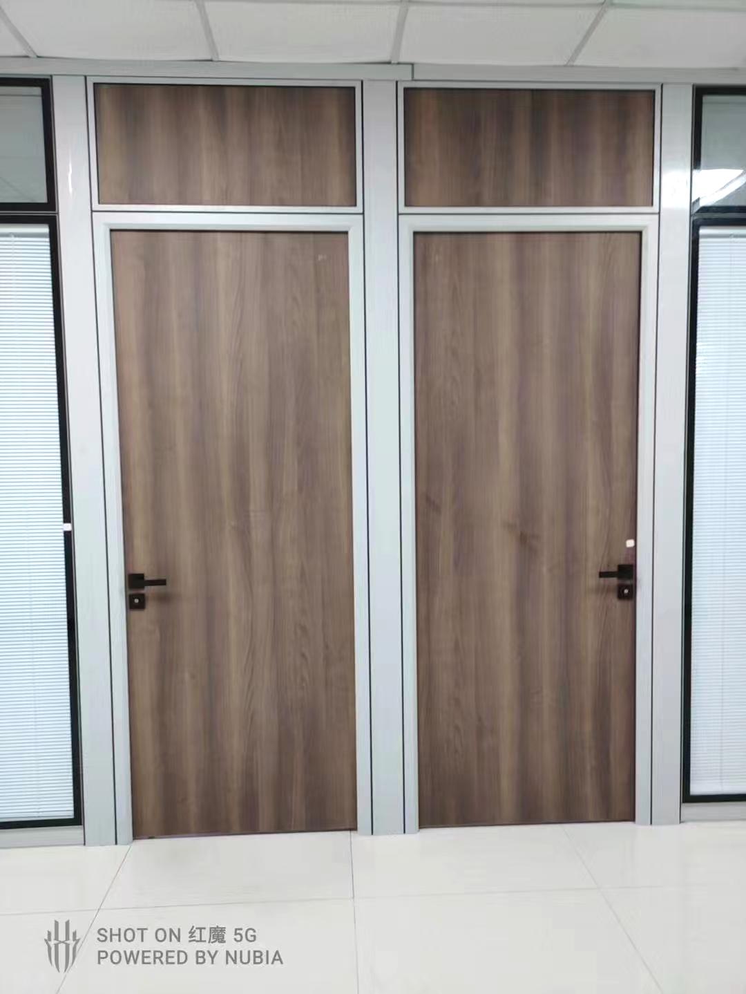 Wooden Office Interior Design Entry Doors Fireproof Soundproof Booth Partition Door Wooden Style Panel Door