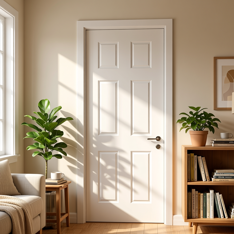 Modern Design Soundproof Pine PVC Prehung Interior Veneer Slab Doors Durable Eco-Friendly Moulded 5-Year Bathroom Living Room