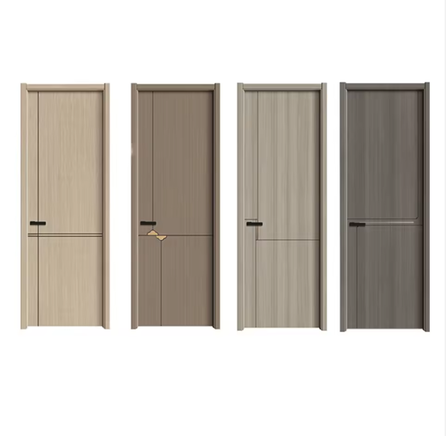 White Veneer PVC WPC Waterproof Modern Finished Interior Wooden Door for Living Room Kitchen Bedroom Bathroom Hotel Villa