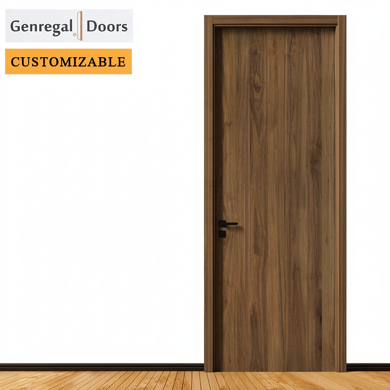 Customizable Walnut Painting Wooden Soundproof Door for Bedrooms Waterproof Contemporary Design Finished for Apartment Room