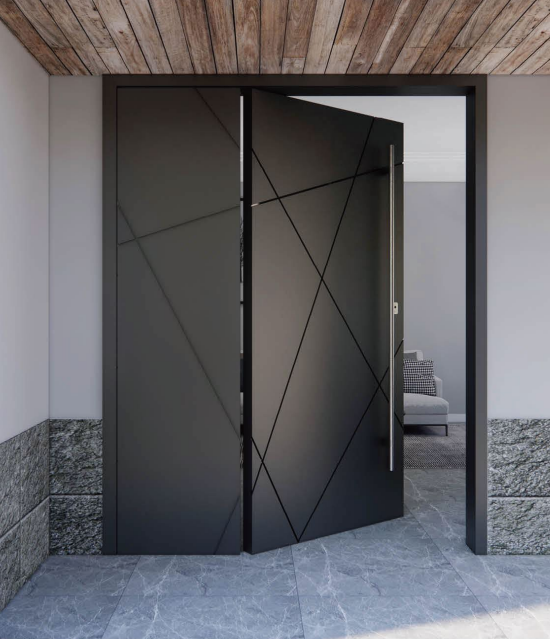 Contemporary Matte Black Entrance Door