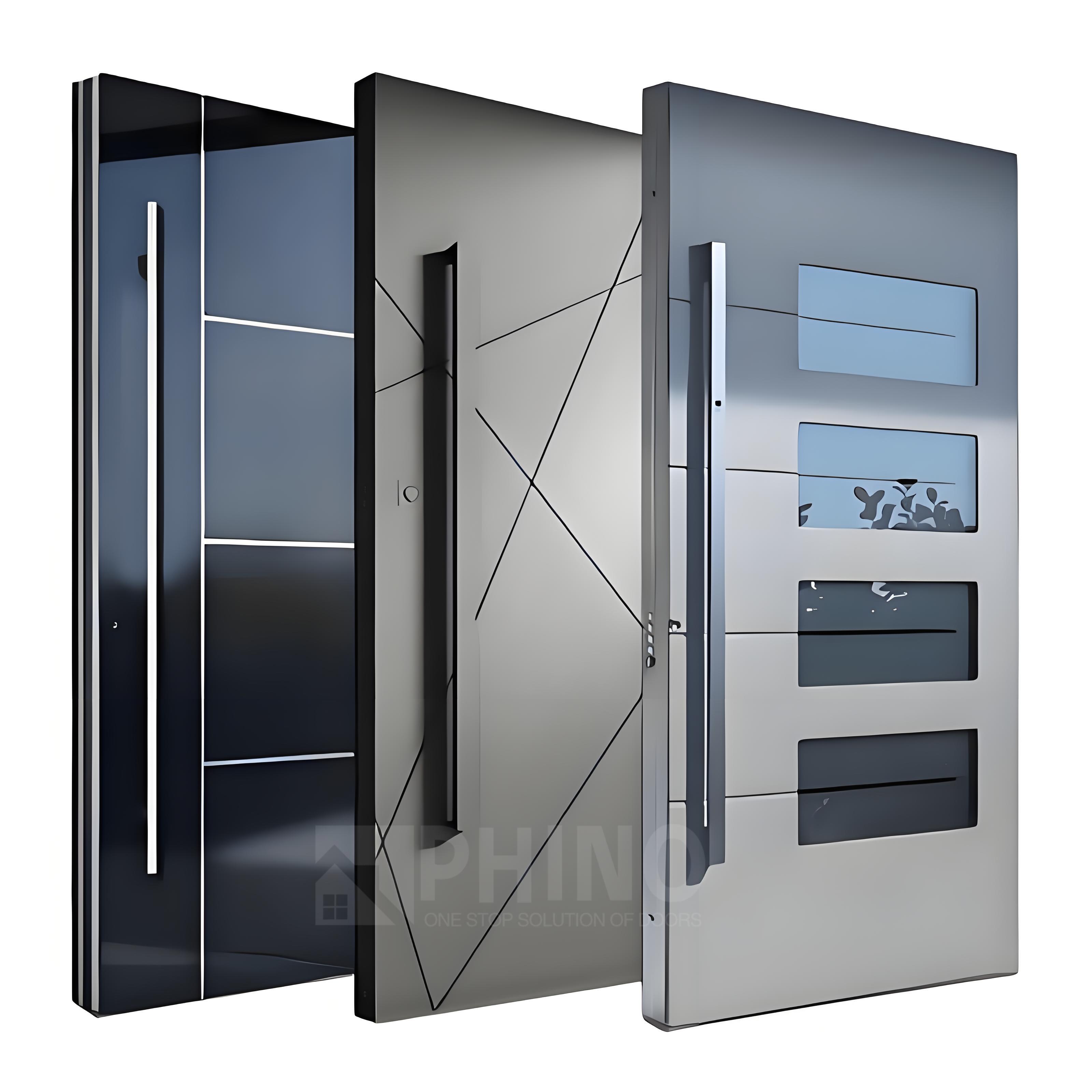 Modern American Design 3D Carving Large Steel Security Door Bulletproof Main Pivot Entry Metal Exterior Door for House