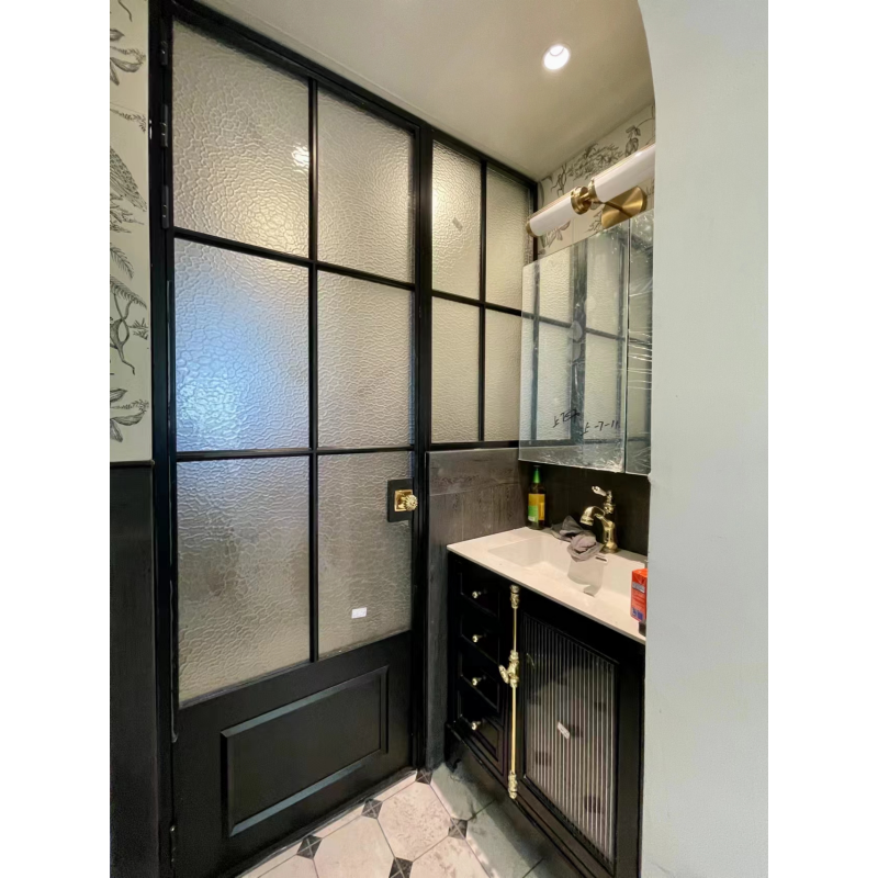 French Retro Old Iron Gate Aluminum Alloy Curved Door Toilet Arched Glass Doors Art Glass Door