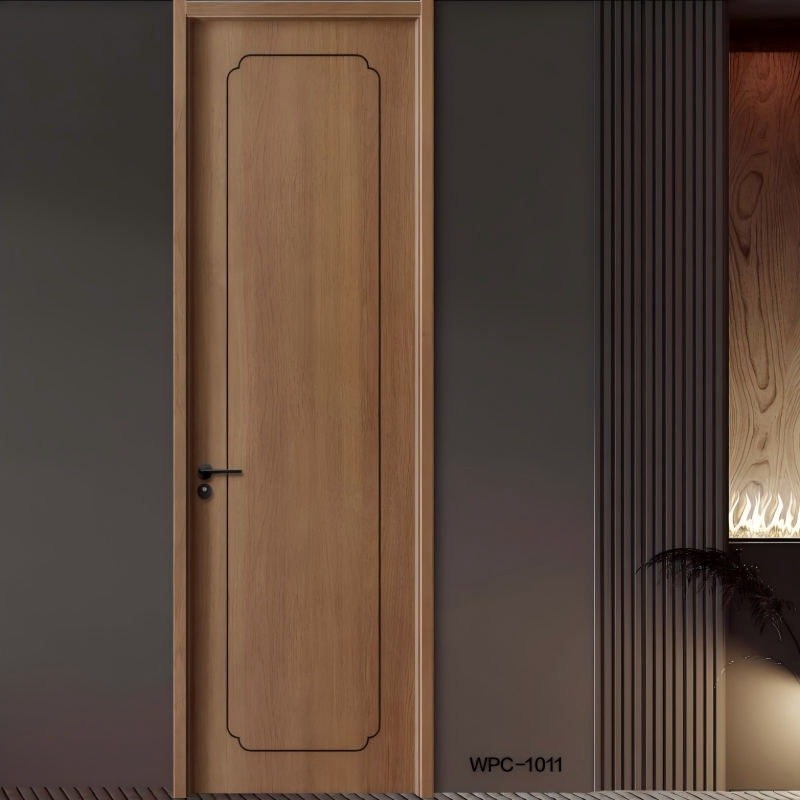 OEM Custom Waterproof Composite Wooden Door Modern Luxury Internal Wood WPC Interior Doors with Wholesale Factory Price for Bathroom House Bedroom Apartments
