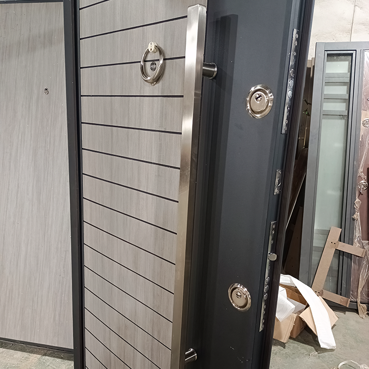 TECHTOP Modern Finished Armored Steel Security Door with Fire Prevention for Home Apartment Front Entrance