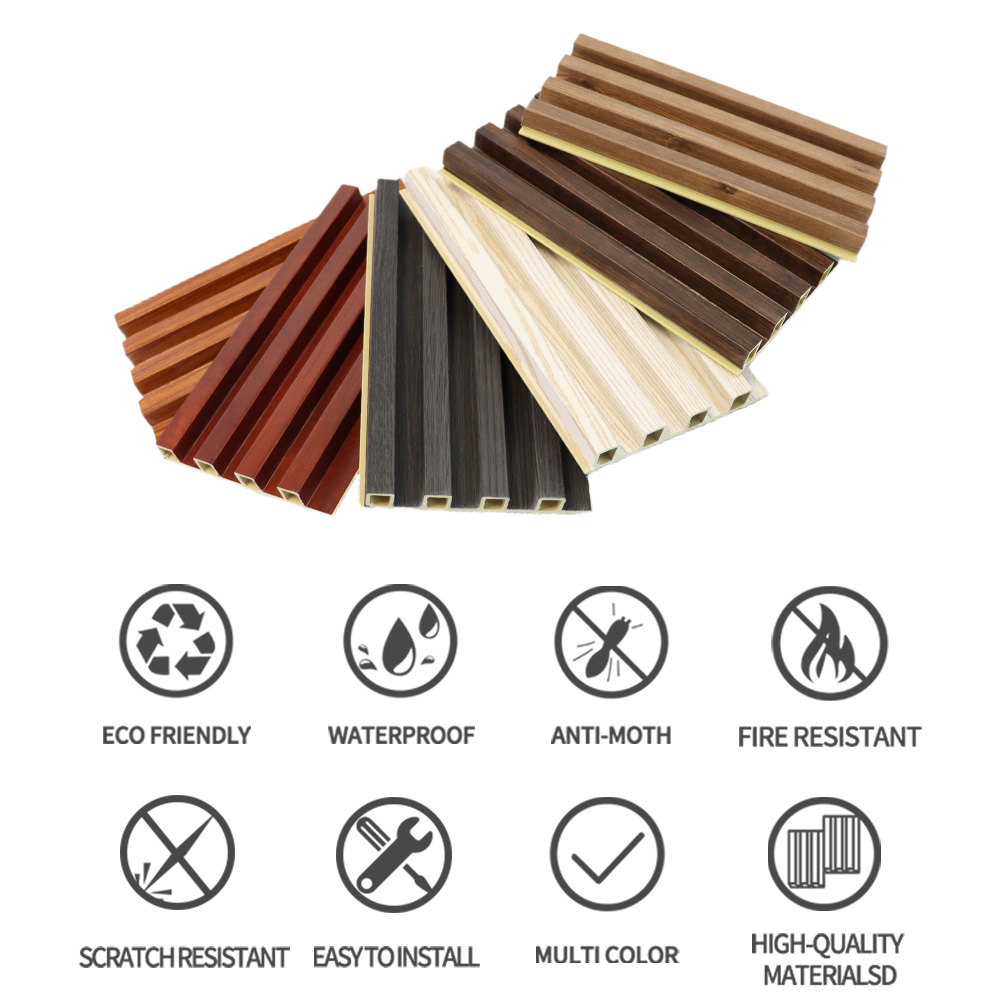 Eco-Friendly Fireproof Waterproof WPC Indoor Fluted Wall Panel Interior PVC Wood Alternative Decorative Cladding Panel