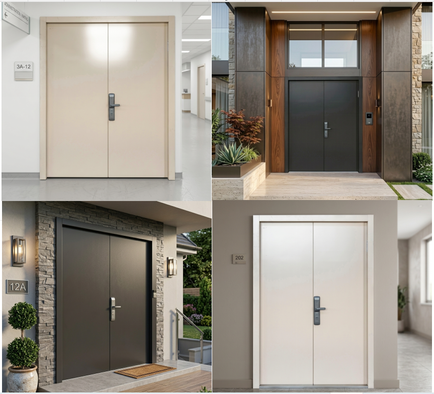 Yonking Safety Door Anti-theft Galvanized Steel Fire Proof Class A 90min Security Fire Door For Hospital Apartment Hotel House