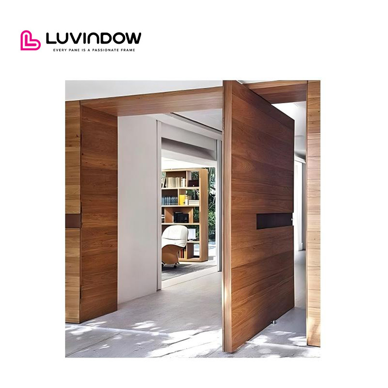 Main Entrance Interior Large Front Door Low-E Glass Single Exterior Aluminum Modern Front Entry Wooden Pivot Door