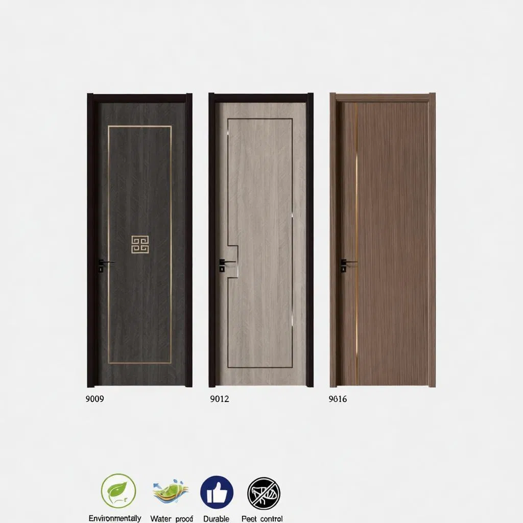 Factory Direct Sales High Quality Customized MDF Wooden Solid Waterproof Door Fireproof Interior Bedroom Kitchen Bathroom Hotel PVC WPC Door for Bathroom Hotel