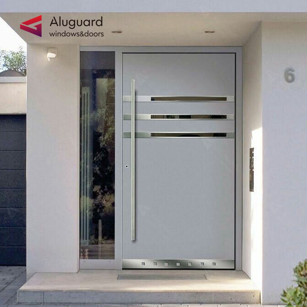 Modern Entrance Door Porte Metal Aluminum Glass Pivot Front Security Door Waterproof Thermal Insulation Porte Acier for Villa