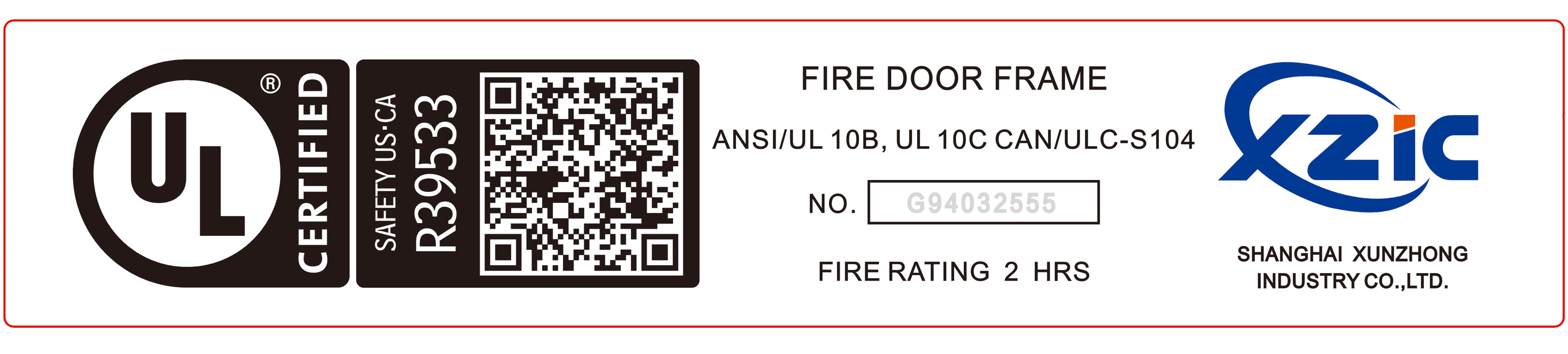 Steel fire door frame 2 hours label