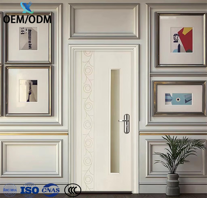 Waterproof Faced MDF PVC WPC Eco-friendly Sliding Soundproof Wood Veneer Door for Living Room Interior Use in Apartments Hotels