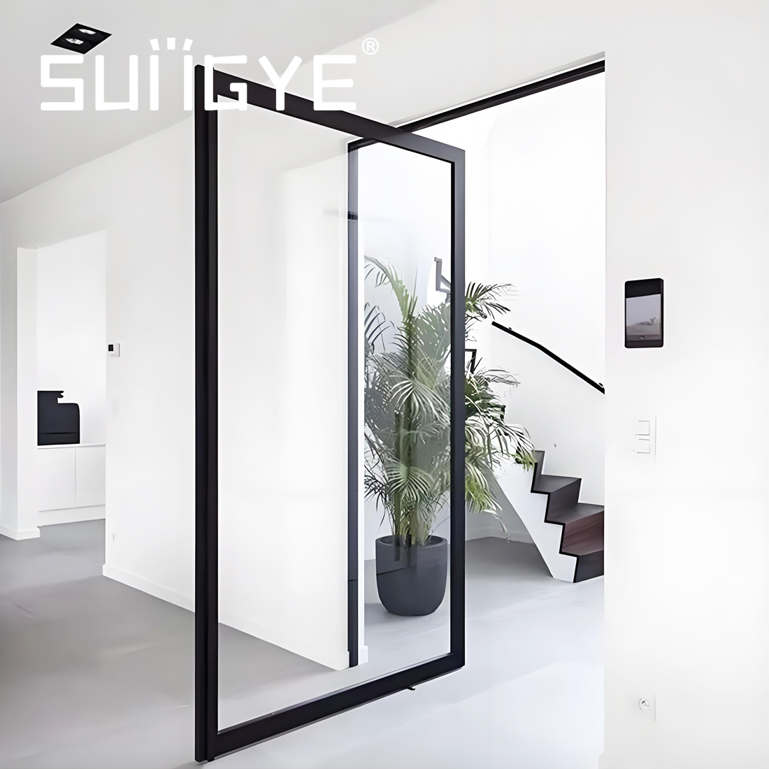 SUNGYE European Style Aluminium Pivot Door Large Double Tempered Insulation Glass Modern Entrance Doors for Luxury Villa