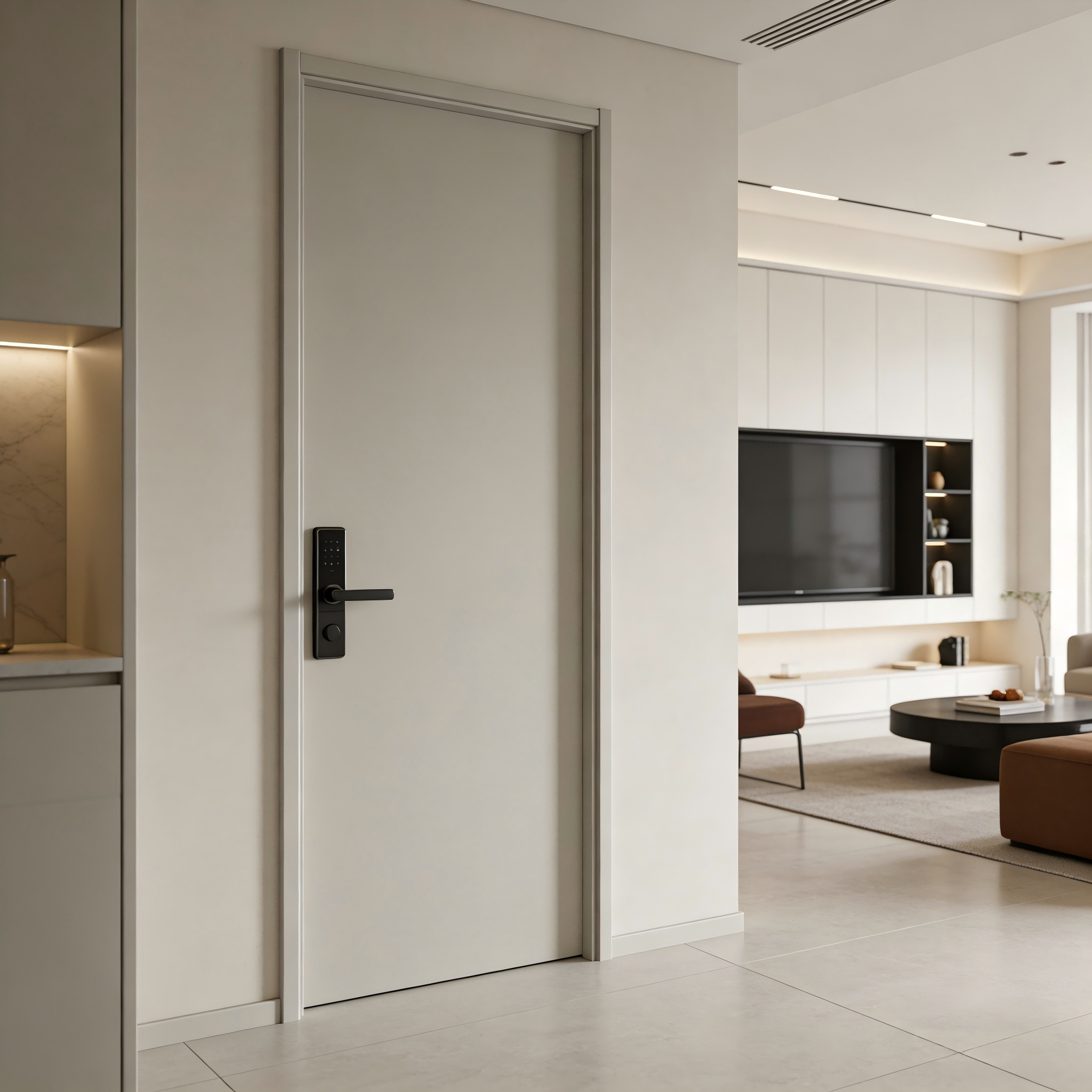 Interior Waterproof Composite Solid Wood PVC Veneer Door with Minimalist Design 200+ Colors Quick Install for Villa Bedroom