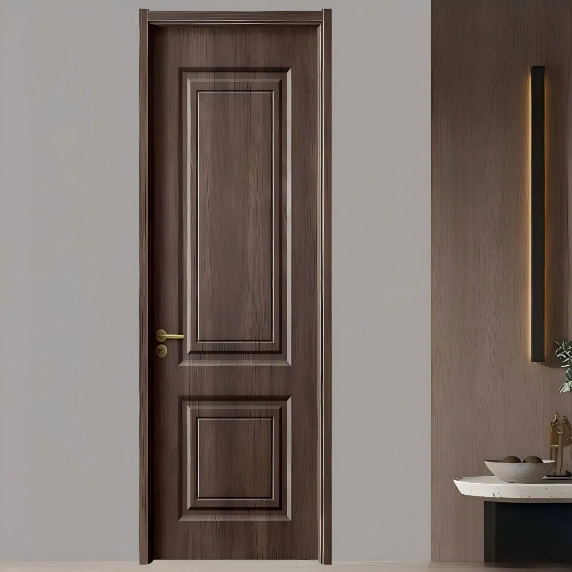 OEM Waterproof Modern Custom Luxury Internal Wooden Wood WPC Interior Door with Factory Wholesale Price for Bathroom Bedroom Apartments House