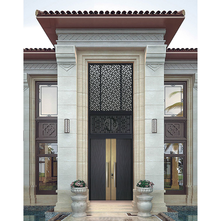 Extra Large Aluminum Pivot Entrance Door Custom Carved Design Modern Front Door with Smart Lock Option