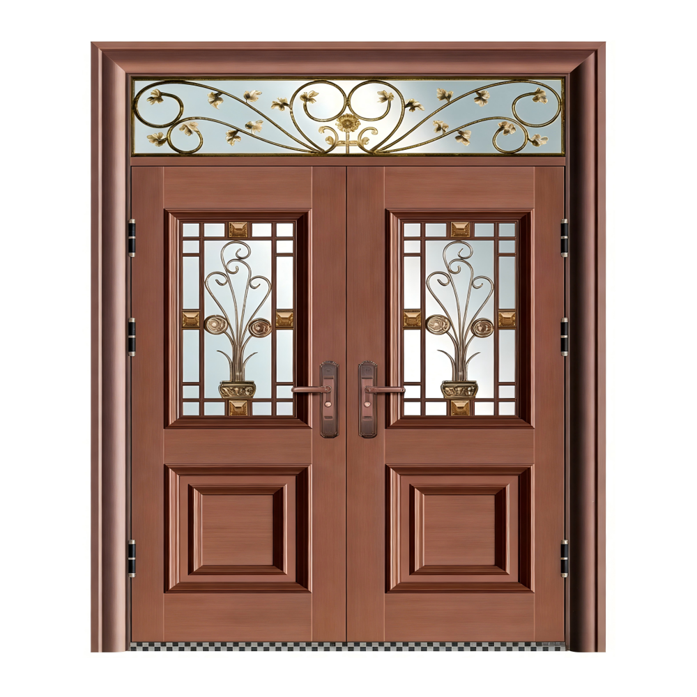 Luxury Villa Zinc Alloy Entry Door with Unique Custom Design Palace Anti-corrosion Rose Gold Security Grade