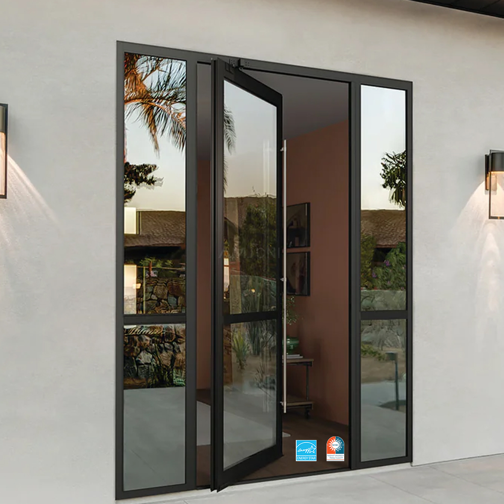 AMJ Commercial Modern Luxury Anti-Theft Glass NFRC Pivot Door with Aluminum Alloy Frame for Modern Commercial Entrances