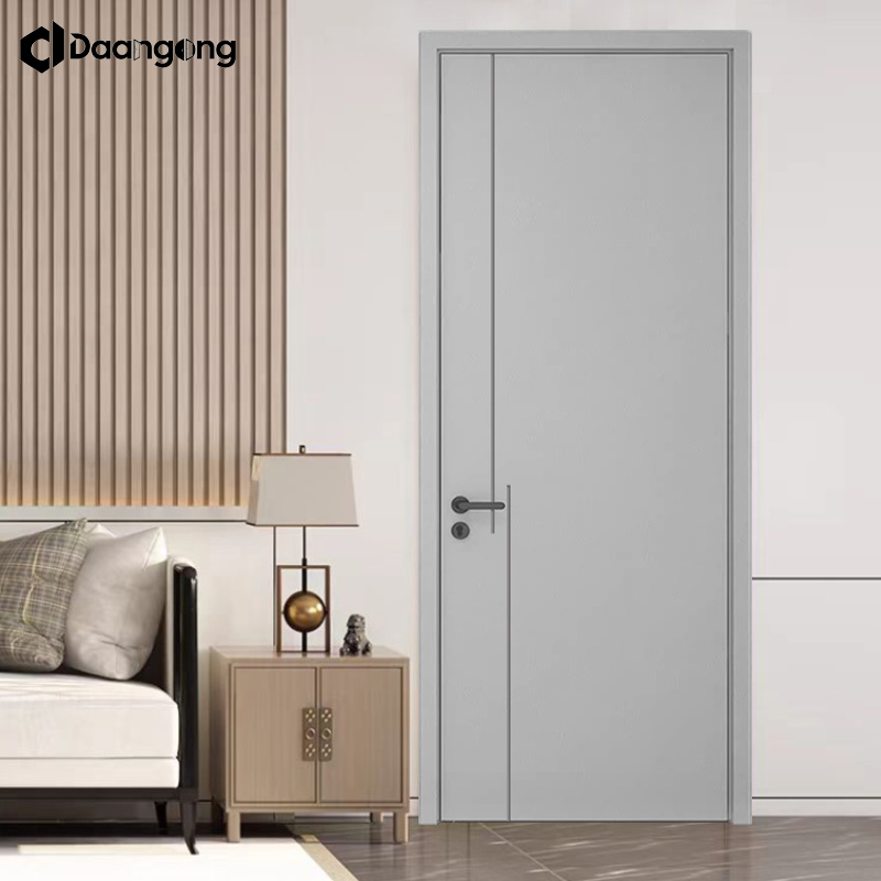 Flush Wooden Doors for Bedrooms Flat Panel Minimalist Design Engineered Wood Primed Ready to Paint for Renovation Project