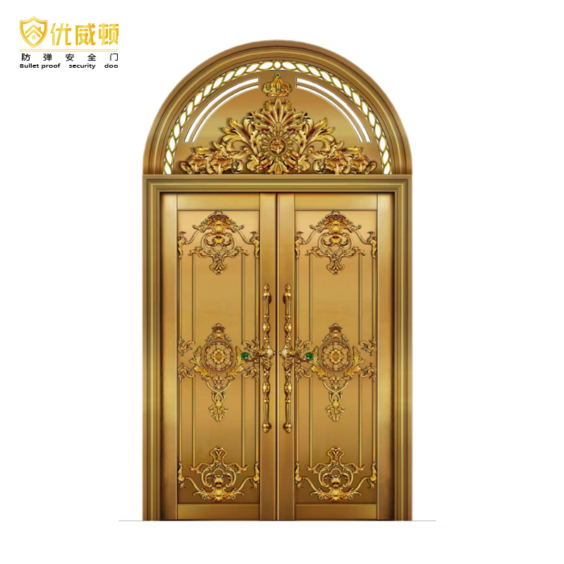 Super Luxury Modern Design Exterior Door Real Copper Security Main Entry with Finished Surface Bulletproof for Villas