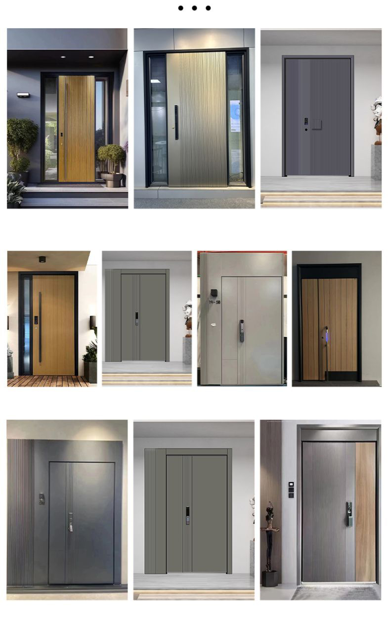 Modern Heavy Duty Large Wood Grain Aluminum Long Square Handle Front Entry Pivot Door