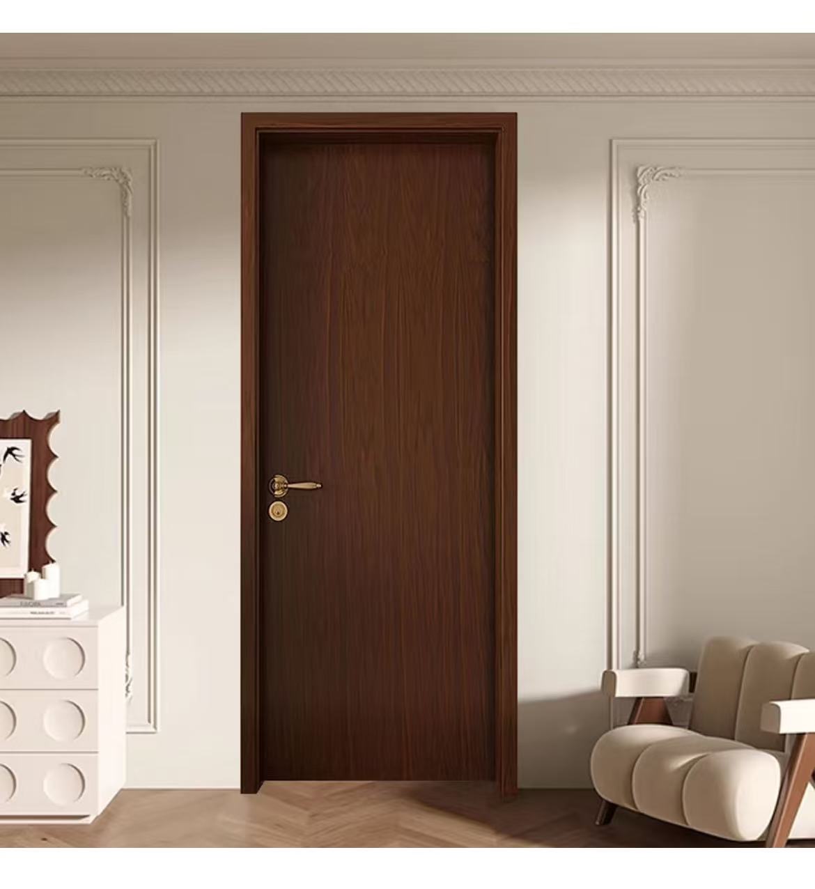 Solid Wood MDF Composite Soundproof Door Set 28-32dB Soundproofing Custom Colors for Bedroom Living Room School Commercial Use
